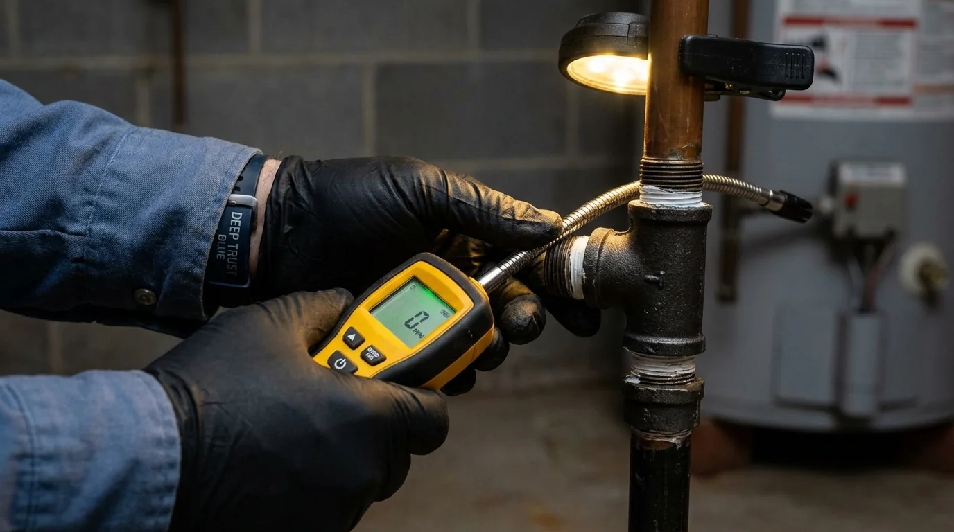 Gas leak detection with electronic sniffer by Johns Plumbing LLC in Cape Girardeau