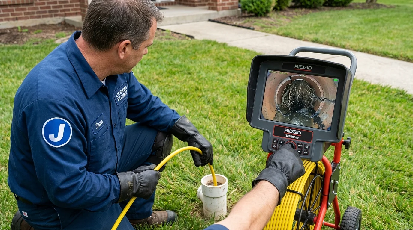 Sewer camera inspection being performed by Johns Plumbing LLC in Cape Girardeau