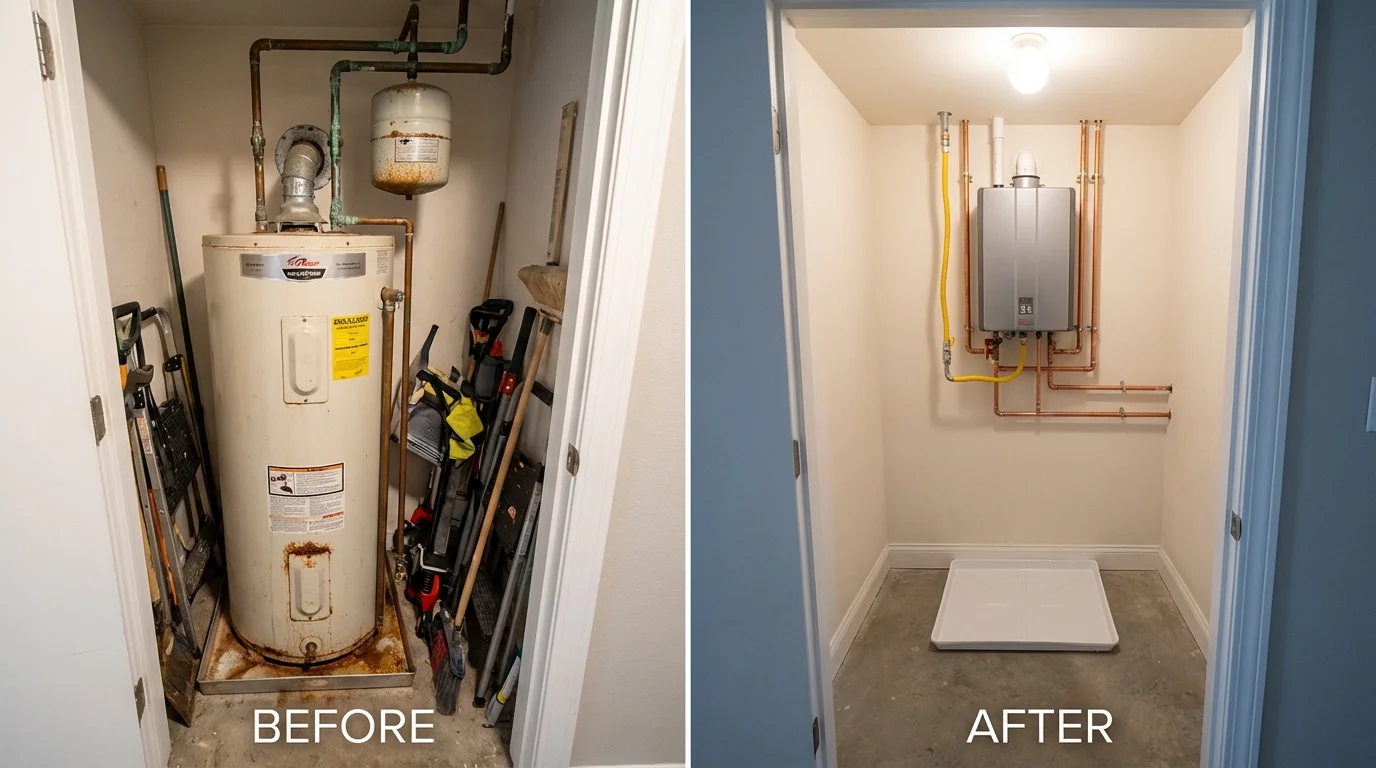Tank water heater versus wall-mounted tankless unit comparison for Cape Girardeau, MO homeowners
